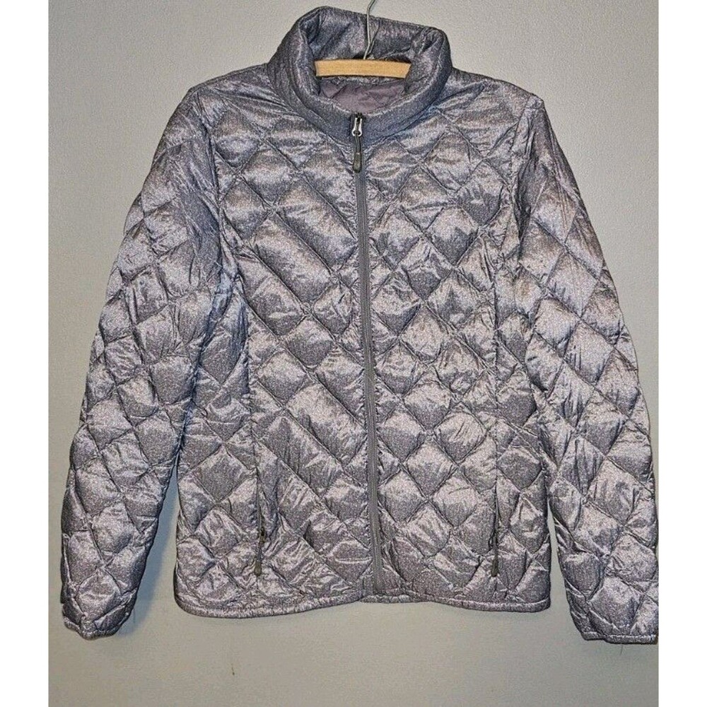 Lightweight Silver Quilted Jacket Medium Great Condition